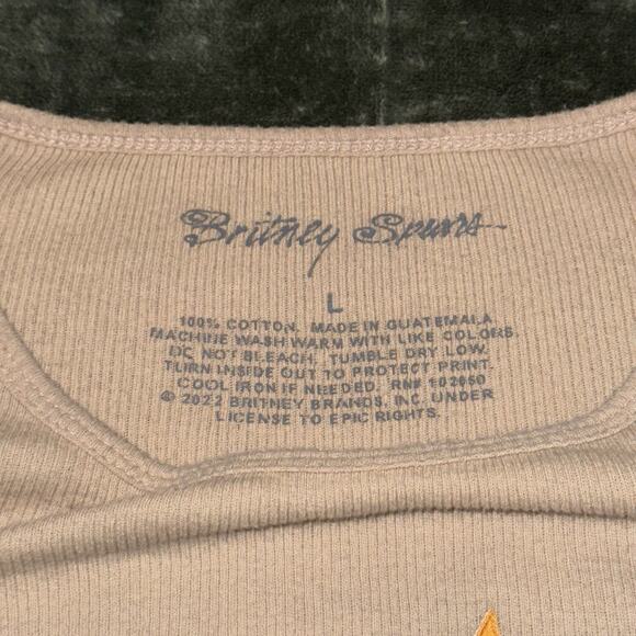 Britney Spears Merch Lucky Ribbed Graphic Tank Top in Tan Women’s Size Large - Picture 5 of 8